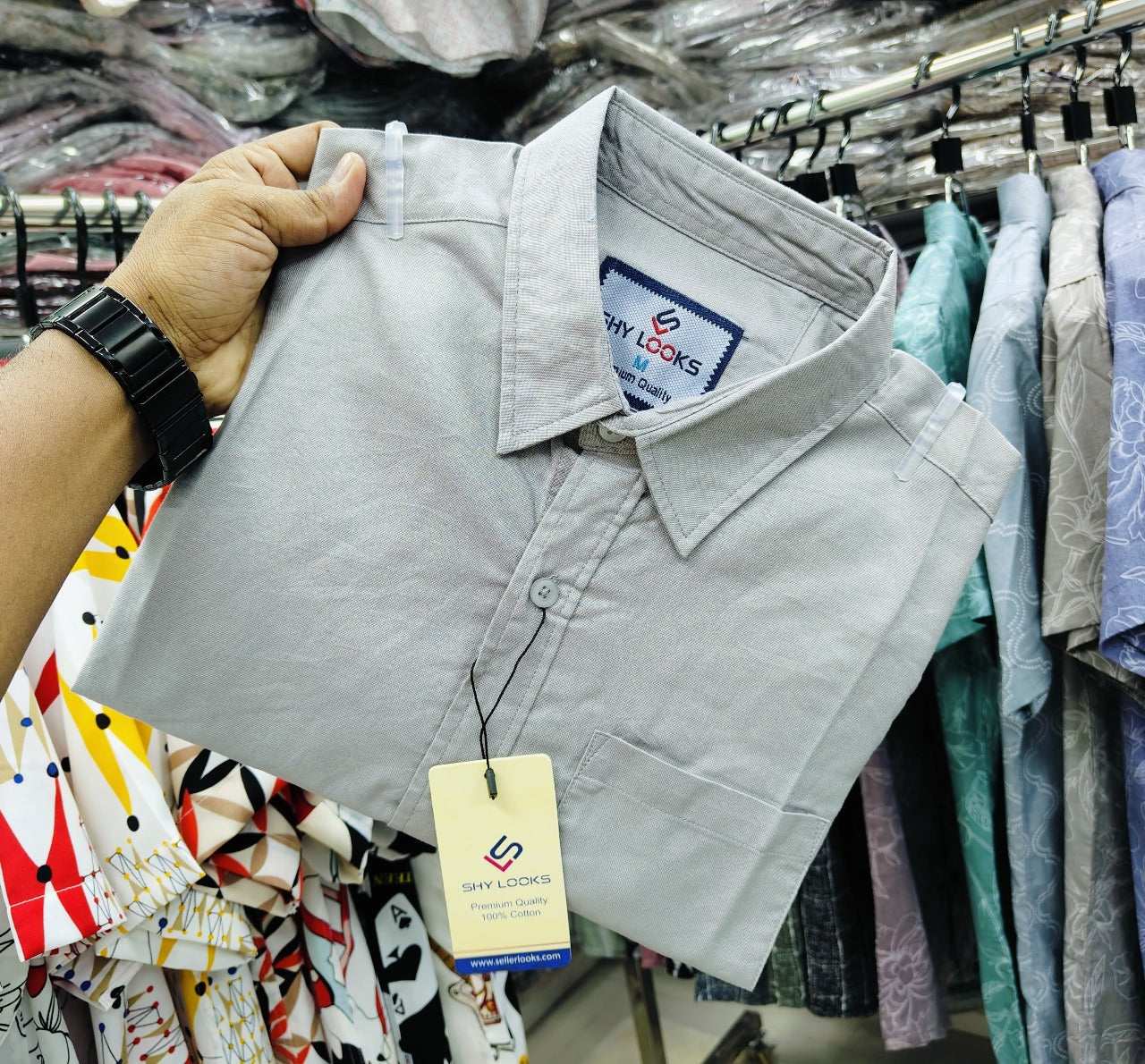 Premium Solid Shirt Light Gray product photo | OmegaBD