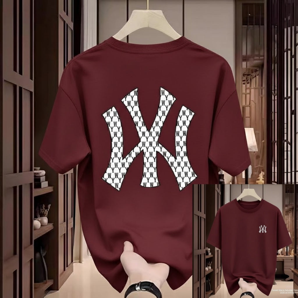 Premium Drop Shoulder T-Shirt - 20 Maroon Checker X Graphic