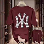 Premium Drop Shoulder T-Shirt - 20 Maroon Checker X Graphic