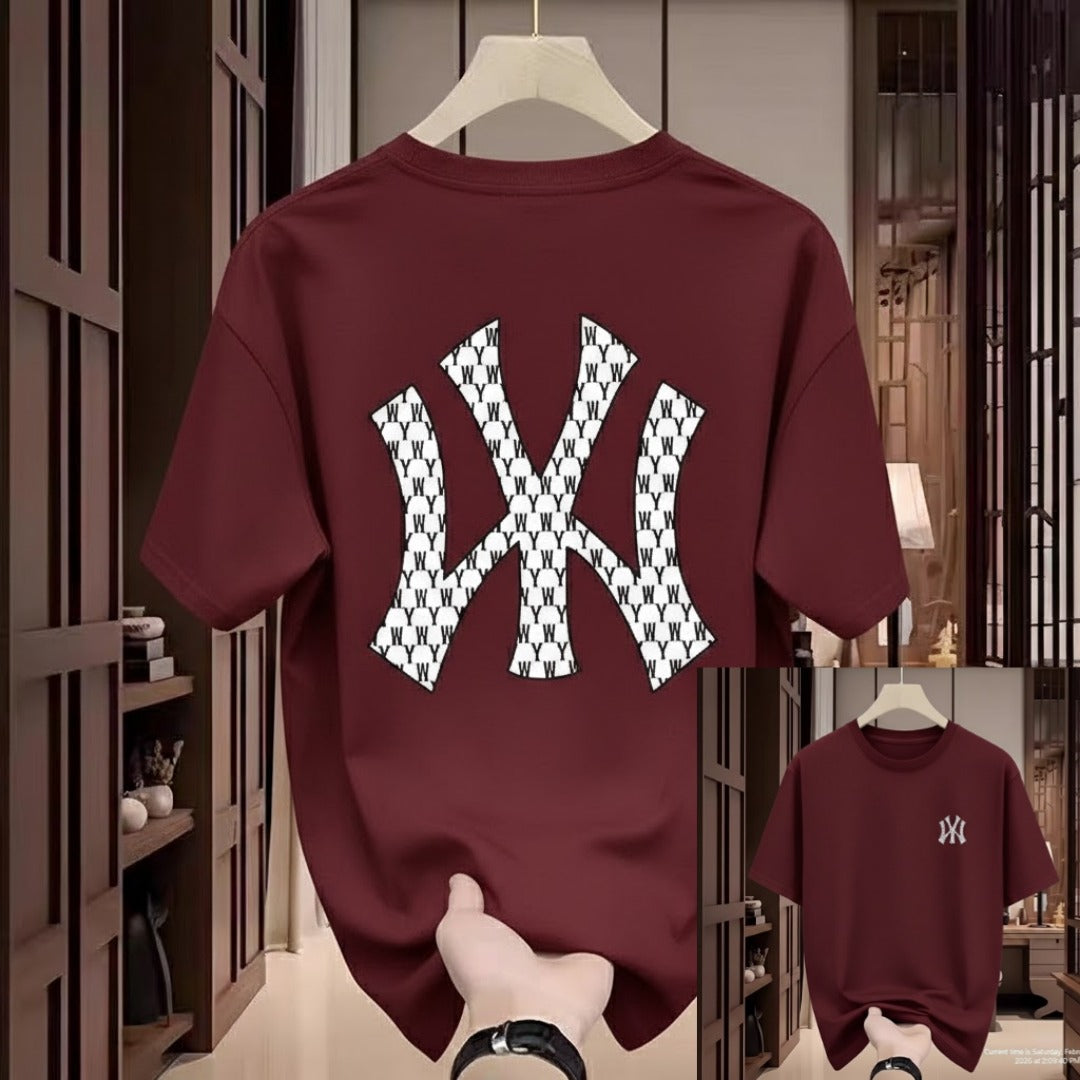 Premium Drop Shoulder T-Shirt - 20 Maroon Checker X Graphic