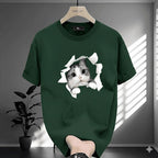 Premium Drop Shoulder T-Shirt Logo Graphic Collection - Green Cat Graphic