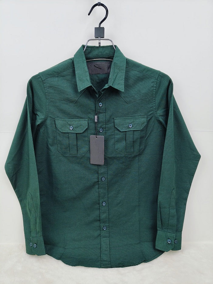 Premium Lap Seam Double Pocket Shirt Dark Green product photo | OmegaBD