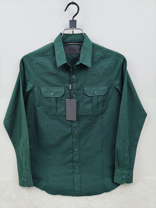 Premium Lap Seam Double Pocket Shirt Dark Green