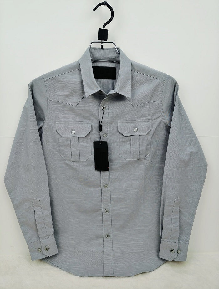 Premium Lap Seam Double Pocket Shirt Gray product photo | OmegaBD