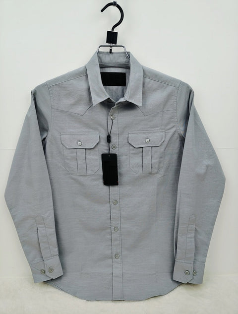 Premium Lap Seam Double Pocket Shirt Gray product photo | OmegaBD