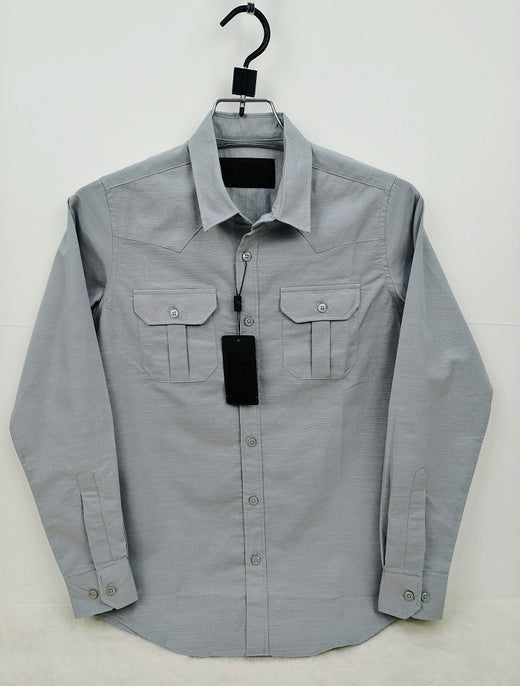 Premium Lap Seam Double Pocket Shirt Gray
