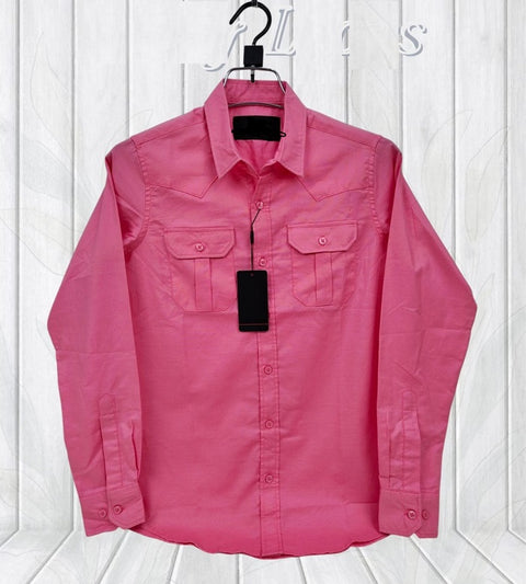 Premium Lap Seam Double Pocket Shirt Pink product photo | OmegaBD