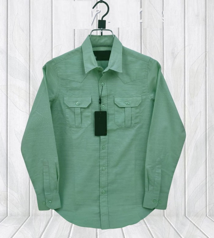Premium Lap Seam Double Pocket Shirt Mint Green product photo | OmegaBD