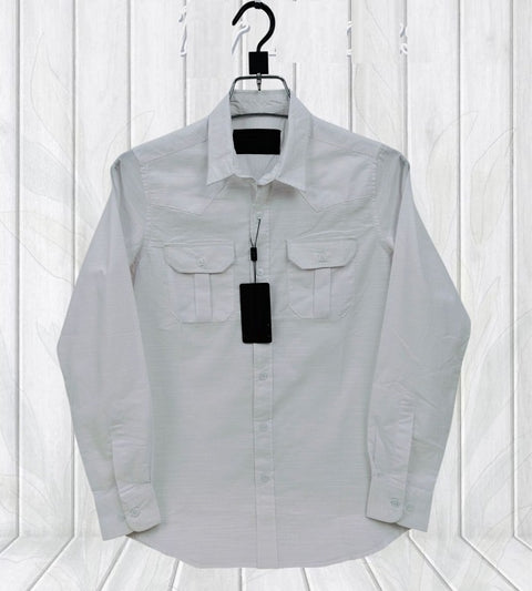 Premium Lap Seam Double Pocket Shirt Light Gray product photo | OmegaBD