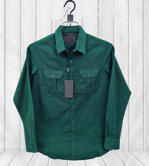 Premium Lap Seam Double Pocket Shirt Dark Green product photo | OmegaBD