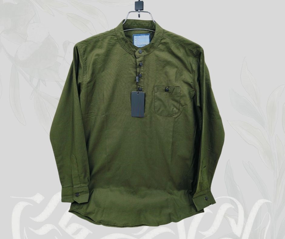 Pure Cotton Katuya Shirt For Men Olive Green product photo | OmegaBD