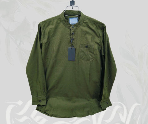 Pure Cotton Katuya Shirt For Men Olive Green