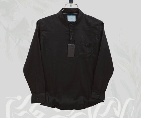 Pure Cotton Katuya Shirt For Men Black product photo | OmegaBD