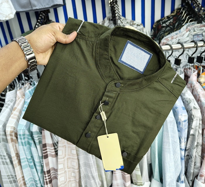 Pure Cotton Katuya Shirt For Men Olive Green product photo | OmegaBD