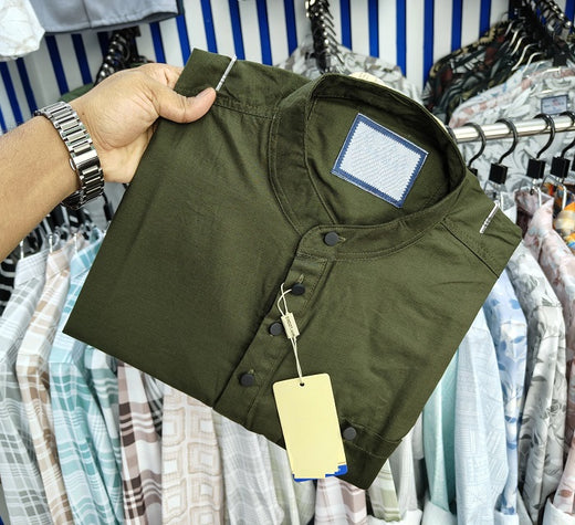 Pure Cotton Katuya Shirt For Men Olive Green