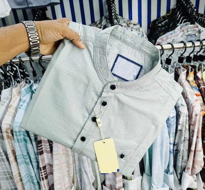 Pure Cotton Katuya Shirt For Men Light Gray product photo | OmegaBD