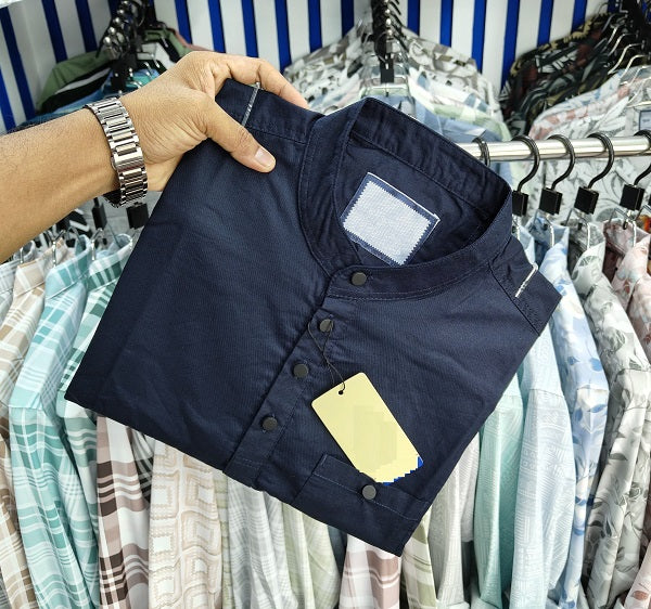 Pure Cotton Katuya Shirt For Men Navy Blue product photo | OmegaBD