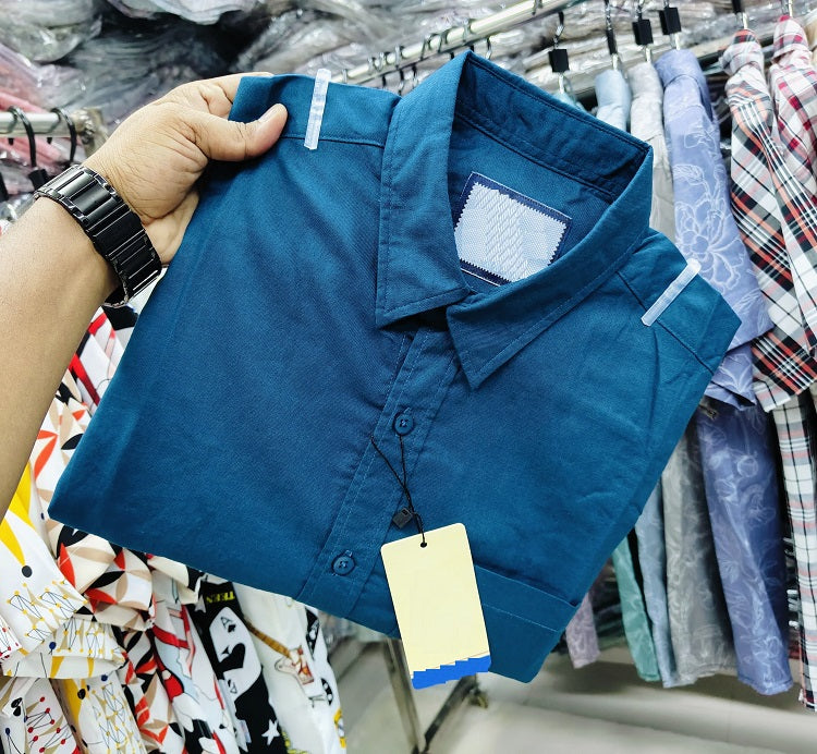 Premium Solid Shirt Full Sleeve Teal Blue product photo | OmegaBD