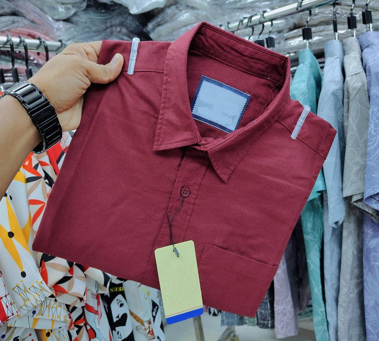 Premium Solid Shirt Full Sleeve Maroon product photo | OmegaBD