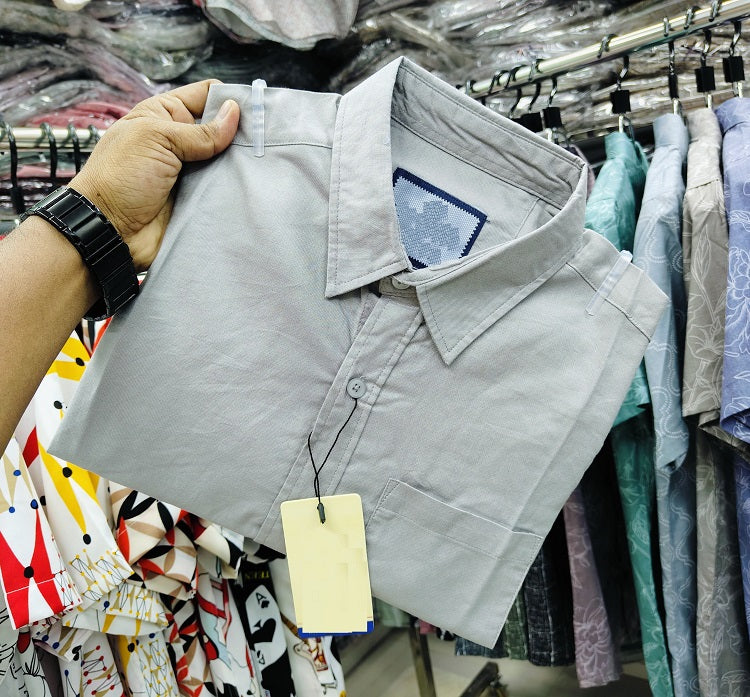 Premium Solid Shirt Full Sleeve Light Gray product photo | OmegaBD