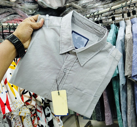 Premium Solid Shirt Full Sleeve Light Gray product photo | OmegaBD