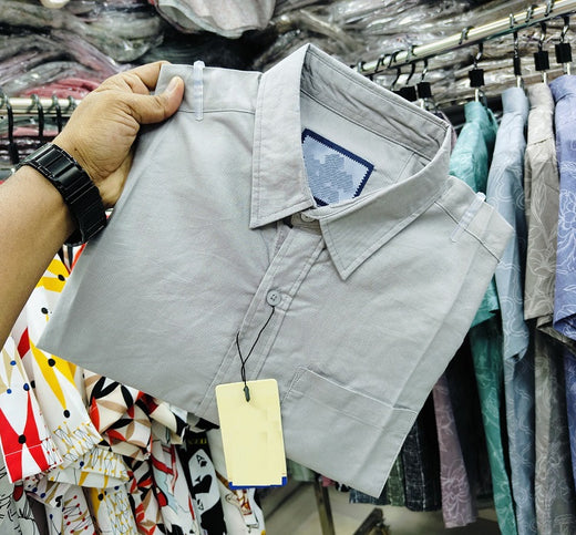 Premium Solid Shirt Full Sleeve Light Gray