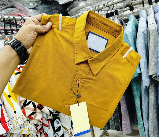 Premium Solid Shirt Full Sleeve Mustard Yellow