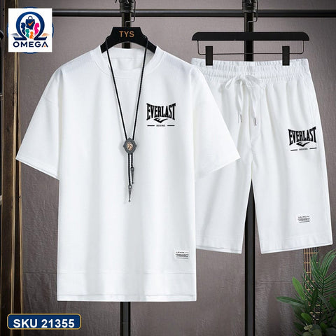 Mash T-Shirt and Shorts Combo White Everlast Small Logo product photo | OmegaBD