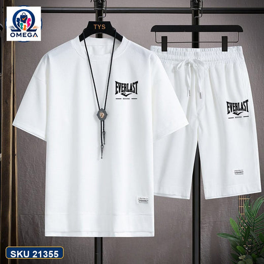 Mash T-Shirt and Shorts Combo White Everlast Small Logo