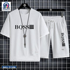 Mash T-Shirt and Shorts Combo White Boss Horizontal Logo product photo | OmegaBD