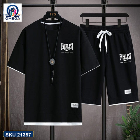 Mash T-Shirt and Shorts Combo Black Everlast Small Logo product photo | OmegaBD