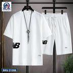 Mash T-Shirt and Shorts Combo White NB Side Logo product photo | OmegaBD