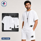 Mash T-Shirt and Shorts Combo White NB Side Logo Bangladeshi model preview | OmegaBD