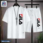 Mash T-Shirt and Shorts Combo White Fila Side Logo product photo | OmegaBD