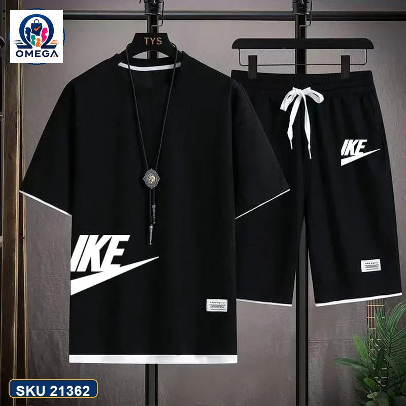 Mash T-Shirt and Shorts Combo Black Nike Side Logo product photo | OmegaBD