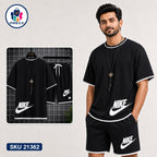 Mash T-Shirt and Shorts Combo Black Nike Side Logo Bangladeshi model preview | OmegaBD