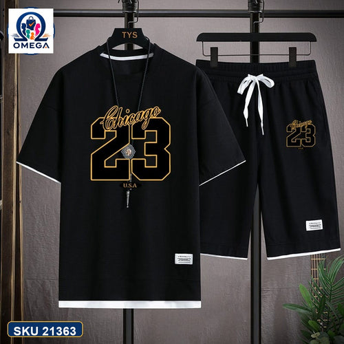 Mash T-Shirt and Shorts Combo Black Chicago 23 Graphic product photo | OmegaBD