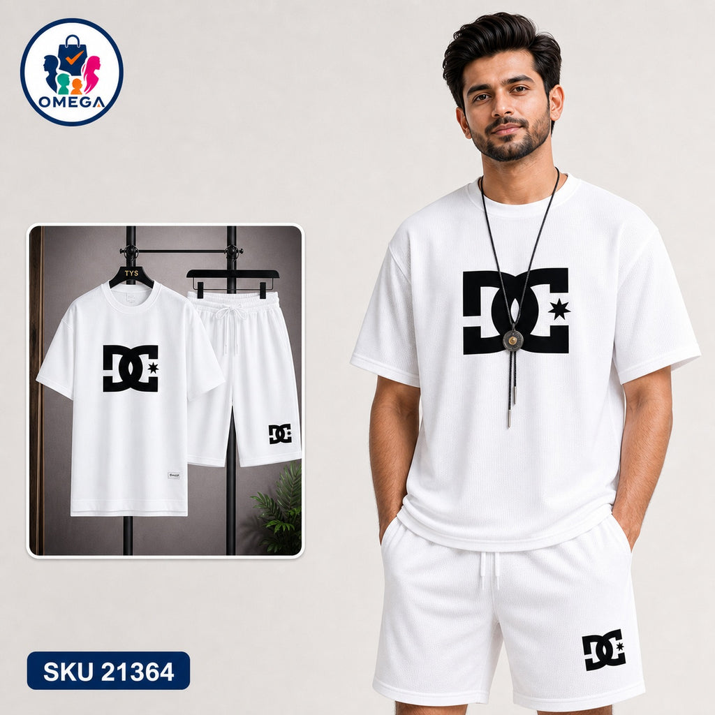 Mash T-Shirt and Shorts Combo White DC Star Logo Bangladeshi model preview | OmegaBD