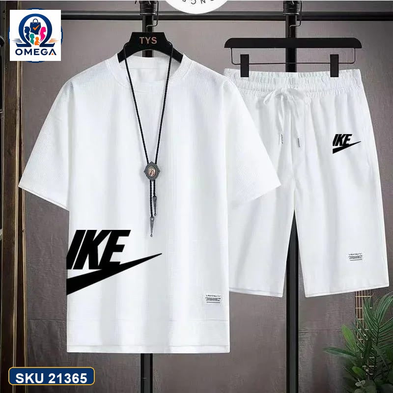 Mash T-Shirt and Shorts Combo White Nike Side Logo product photo | OmegaBD