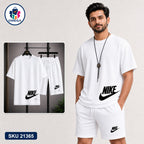 Mash T-Shirt and Shorts Combo White Nike Side Logo Bangladeshi model preview | OmegaBD