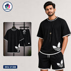 Mash T-Shirt and Shorts Combo Black Adidas Side Logo Bangladeshi model preview | OmegaBD