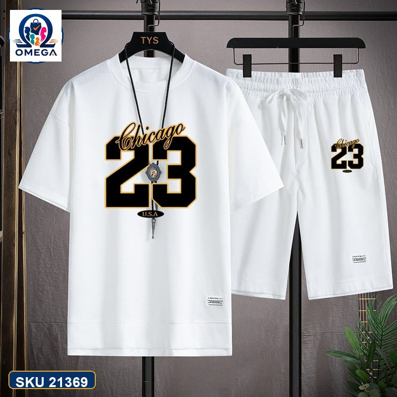 Mash T-Shirt and Shorts Combo White Chicago 23 Graphic product photo | OmegaBD