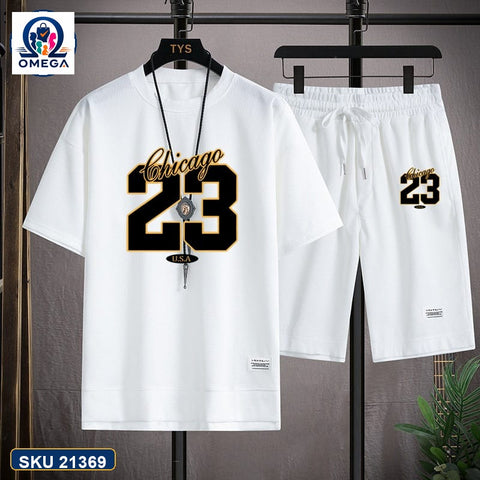 Mash T-Shirt and Shorts Combo White Chicago 23 Graphic product photo | OmegaBD