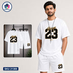 Mash T-Shirt and Shorts Combo White Chicago 23 Graphic Bangladeshi model preview | OmegaBD