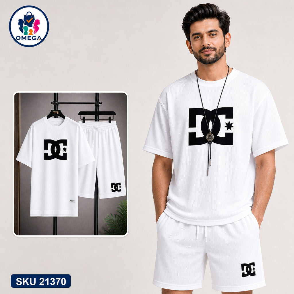 Mash T-Shirt and Shorts Combo White DC Star Logo Bangladeshi model preview | OmegaBD