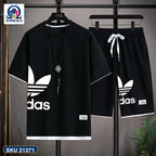 Mash T-Shirt and Shorts Combo Black Adidas Side Logo product photo | OmegaBD