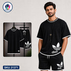 Mash T-Shirt and Shorts Combo Black Adidas Side Logo Bangladeshi model preview | OmegaBD