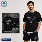 Mash T-Shirt and Shorts Combo Black Paris Emblem Bangladeshi model preview | OmegaBD