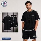 Mash T-Shirt and Shorts Combo Black Your Design Text Bangladeshi model preview | OmegaBD