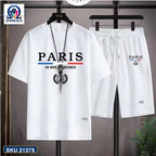 Mash T-Shirt and Shorts Combo White Paris Emblem product photo | OmegaBD